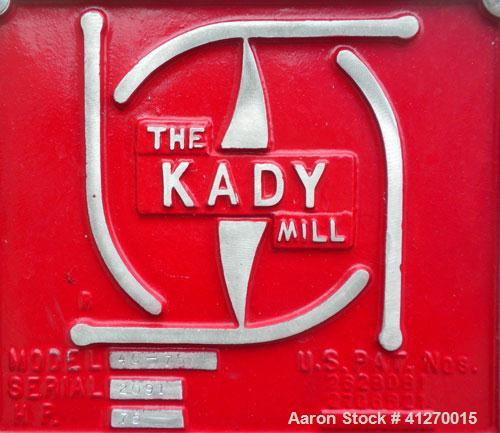 Used Kady Mill, Model 4A-C, 304 stainless steel. 250 gallon operating volume. 42" diameter x 50" deep stainless steel jacketed tank, rated up to 20 psi. Top 1/2 hinged cover with set in safety grate....