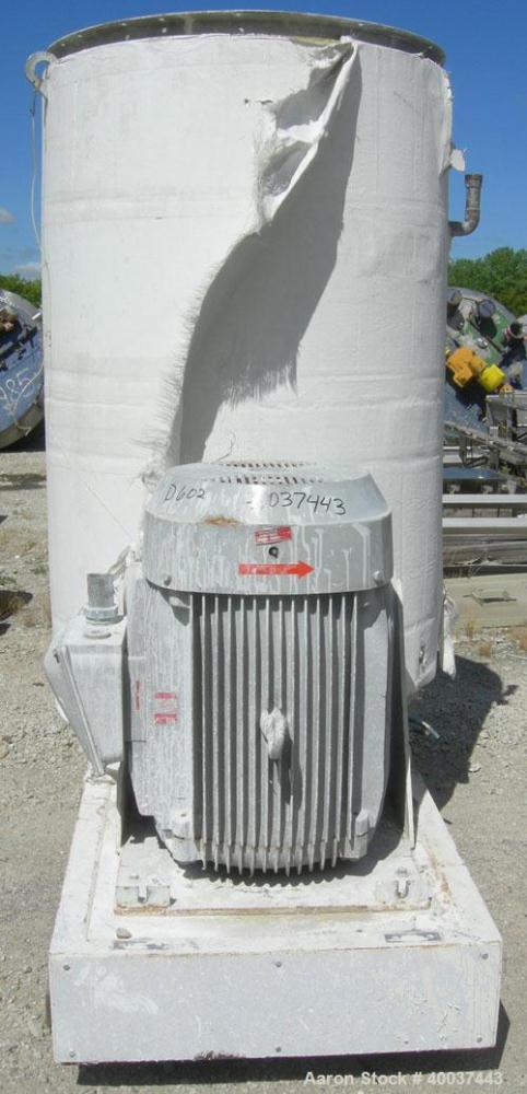 Used Kady Mill, Model 5C, 304 Stainless Steel. Approximately 300 gallon capacity. 42" diameter x 68" deep tank. 8" diameter bottom blade, driven by a 125 hp motor. Top entering agitator with sweep bl...
