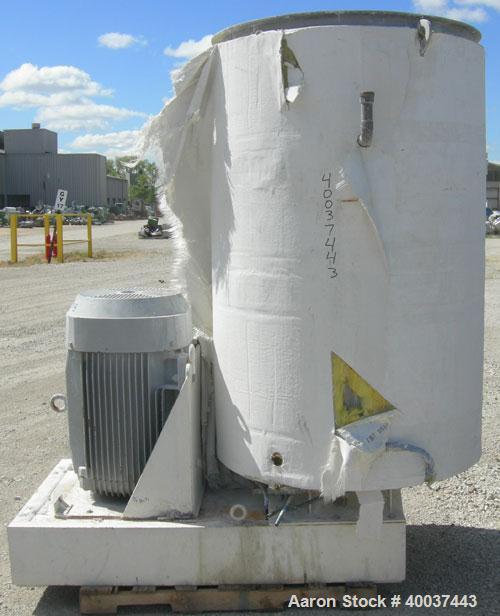 Used Kady Mill, Model 5C, 304 Stainless Steel. Approximately 300 gallon capacity. 42" diameter x 68" deep tank. 8" diameter bottom blade, driven by a 125 hp motor. Top entering agitator with sweep bl...