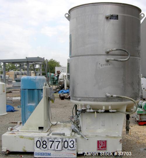 USED: Kinectic Dispersion Corp Kady Mill, model 800B, 304 stainless steel. 800 gallon working batch capacity, 650 gallons per minute continuous capacity. 60" diameter x 74" deep stainless steel jacke...