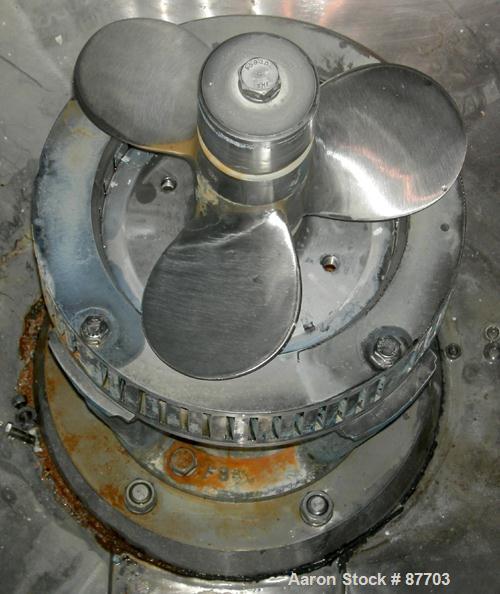 USED: Kinectic Dispersion Corp Kady Mill, model 800B, 304 stainless steel. 800 gallon working batch capacity, 650 gallons per minute continuous capacity. 60" diameter x 74" deep stainless steel jacke...