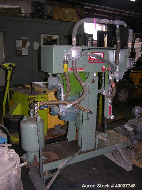 Used Myers Disperser, Model L775-3, stainless steel shaft and blade, 28" long shaft, 3" diameter blade, 3 HP 230/460 Volt XP motor, variable speed, air over oil hydraulic lift with tank, approx. 24" ...