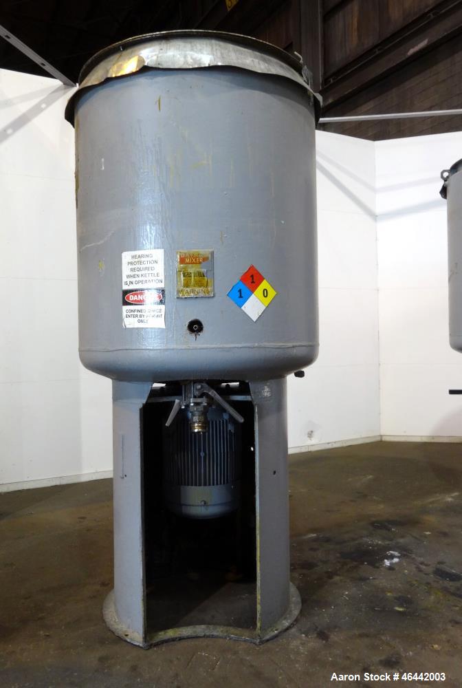 Used J.H. Day Daymax Disperser, 550 Gallon Working Capacity (660 Total), 304 Stainless Steel. Carbon steel vertical jacketed tank approximate 52" diameter x 65" straight side. Flat bolt on top 3/4 hi...