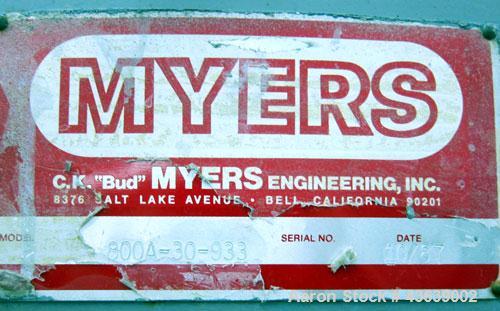 Used Myers Engineering Single Shaft Disperser, Model 800A-30. 2-1/4” diameter x 46” long 304 stainless steel shaft with a 14” diameter 304 stainless steel saw tooth blade. 360 Degree rotation. Will c...