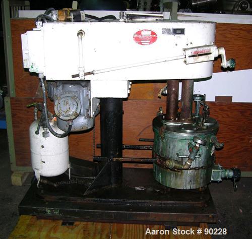 USED: Meyers dual shaft vacuum disperser, model L550A-3-3, stainless steel. (1) Anchor agitator with side wall scrape, driven by a 3 hp, 3/60/230/460 volt XP variable speed motor. (1) High speed disp...