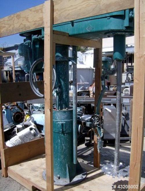 Used Mooney High Speed Disperser. 2’’ Diameter x 47’’ long stainless steel shaft with a 14’’ diameter blade. Driven by a 20hp, 3/60/230/460 volt, 1755 rpm motor. Manual speed control. Air/oil lift. P...