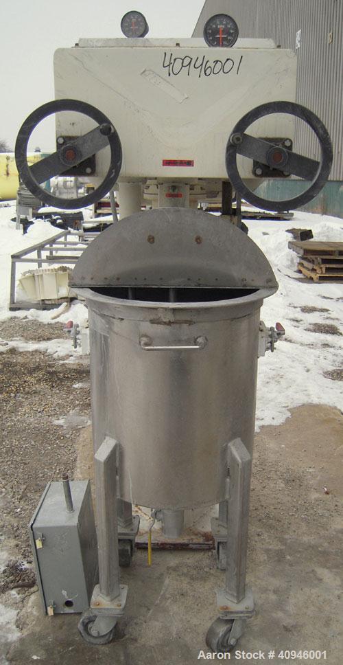 Used Morehouse Cowles Dual Shaft Disperser, Model 3/5HP, 304 stainless steel. (1) 1 1/4" diameter shaft with a 4" diameter sawtooth blade, driven by a 5 hp, 3/60/208-230/460 volt, 3480 rpm xp motor, ...