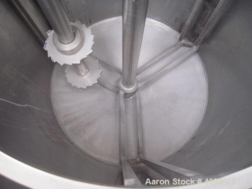 Used Morehouse Cowles Dual Shaft Disperser, Model 3/5HP, 304 stainless steel. (1) 1 1/4" diameter shaft with a 4" diameter sawtooth blade, driven by a 5 hp, 3/60/208-230/460 volt, 3480 rpm xp motor, ...