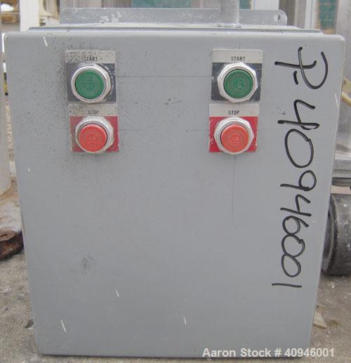 Used Morehouse Cowles Dual Shaft Disperser, Model 3/5HP, 304 stainless steel. (1) 1 1/4" diameter shaft with a 4" diameter sawtooth blade, driven by a 5 hp, 3/60/208-230/460 volt, 3480 rpm xp motor, ...