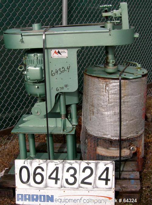 USED: Cowles dissolver model 5VTV. Capacity 5 to 20 gallon batches,5" dia dispersion blade, 1" dia x 17" long shaft, 18" dia x 19" deepmixing tank (20 gallon), stainless steel clad with 2 half covers...