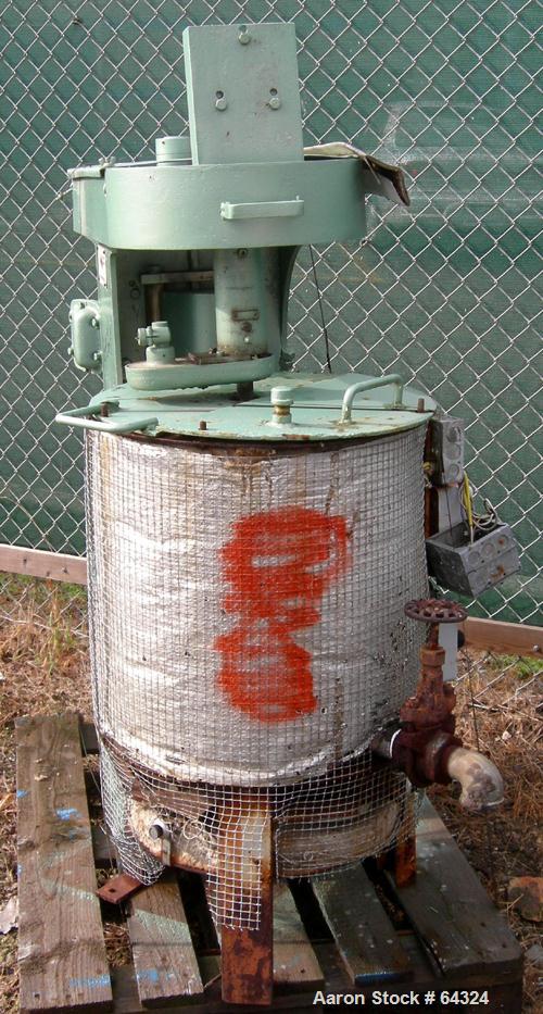 USED: Cowles dissolver model 5VTV. Capacity 5 to 20 gallon batches,5" dia dispersion blade, 1" dia x 17" long shaft, 18" dia x 19" deepmixing tank (20 gallon), stainless steel clad with 2 half covers...