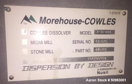 Used Morehouse Cowles Dissolver/ Disperser