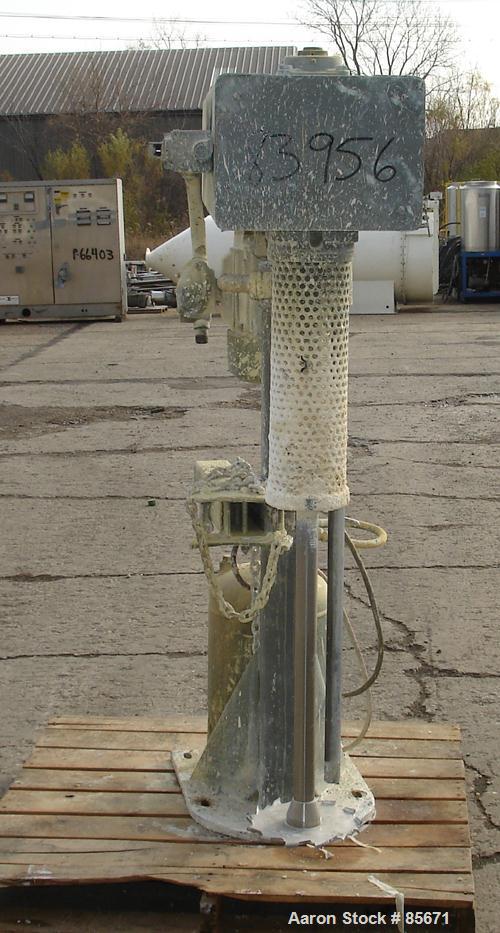 USED: Moorehouse Cowles dissolver, model W-24X. 1-3/4" diameter stainless steel shaft with 10" diameter sawtooth blade. Will center in an approx 32" diameter can. 360 degree swing, 50 to 200 gallon b...