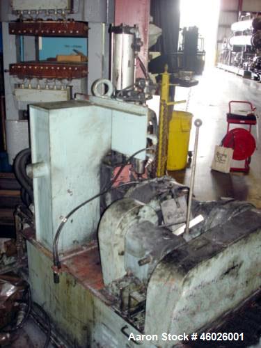 Used Moriyama Kneader Mill, Batch Mixer/Compounder, Model D3-7.5. 3 Liter mixing capacity, speeds front approximately 25 to 100 rpm. Single ram air cylinder feed, manual crank tilt bowl. Driven by a ...