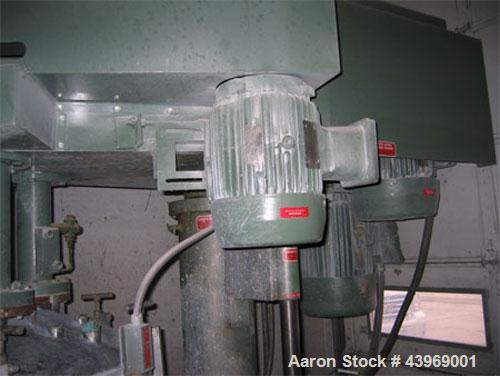 0Used-Myers 550/500A Tri-Shaft Mixer.  Includes (2) 160 gallon jacketed stainless steel tanks; hydraulic ram press for dispensing; 15 hp, 7.5 hp, 25 hp motors.  Unit has a hood and can operate in a v...