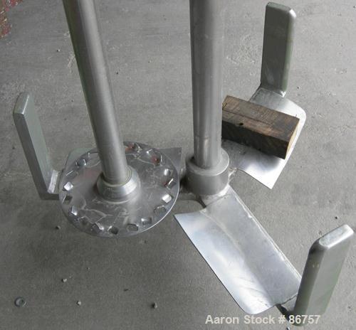 USED: Myers dual shaft disperser, model 550E. (2) 2" diameter shafts, (1) with a 10" diameter standard disk blade, (1) low profile sweep blade with scrapers. 2 hp hydraulic lift, approximately 63-1/2...