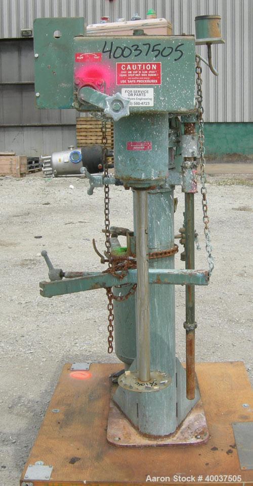 Used Myers Disperser, Model 775-5. 1 1/ 2" diameter x 25" long 301 stainless steel shaft with a 7" diameter 301 stainless steel blade. Will center in an approximate 32" diameter can. Air over oil lif...