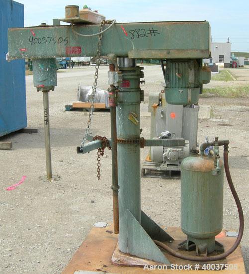 Used Myers Disperser, Model 775-5. 1 1/ 2" diameter x 25" long 301 stainless steel shaft with a 7" diameter 301 stainless steel blade. Will center in an approximate 32" diameter can. Air over oil lif...