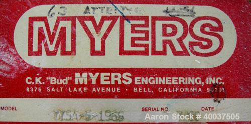 Used Myers Disperser, Model 775-5. 1 1/ 2" diameter x 25" long 301 stainless steel shaft with a 7" diameter 301 stainless steel blade. Will center in an approximate 32" diameter can. Air over oil lif...