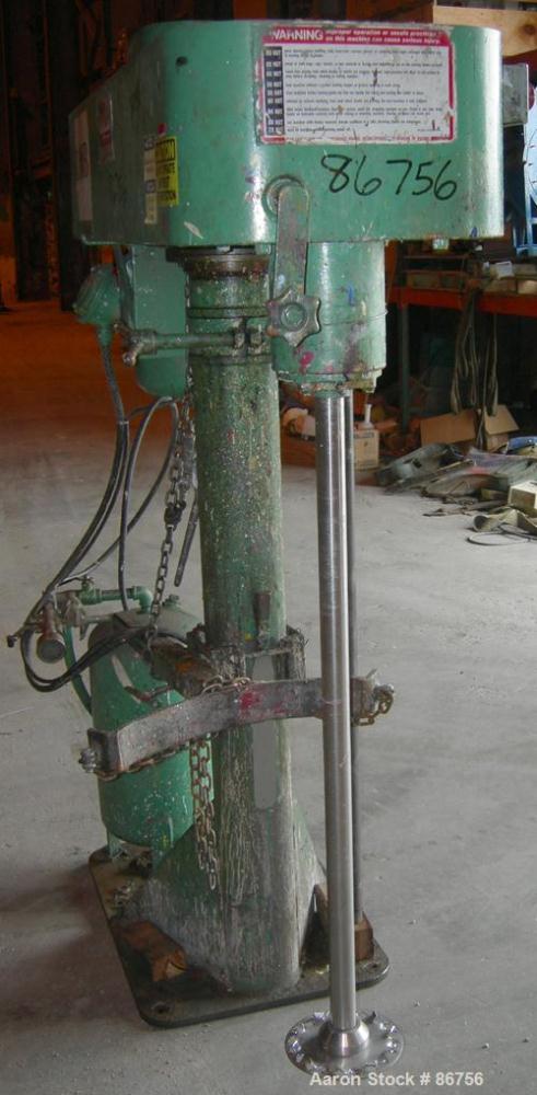 USED: Myers disperser, model 775A10. (1) 2" diameter x 45" long 304 stainless steel shaft with an 8" diameter standard blade. Will center in an approx 32" diameter can. Air over oil lift with an appr...