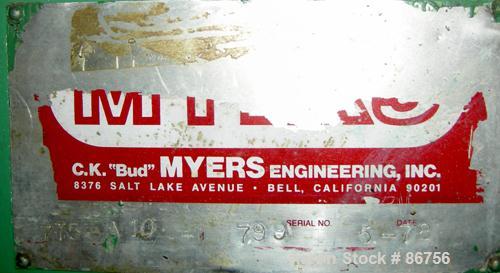 USED: Myers disperser, model 775A10. (1) 2" diameter x 45" long 304 stainless steel shaft with an 8" diameter standard blade. Will center in an approx 32" diameter can. Air over oil lift with an appr...