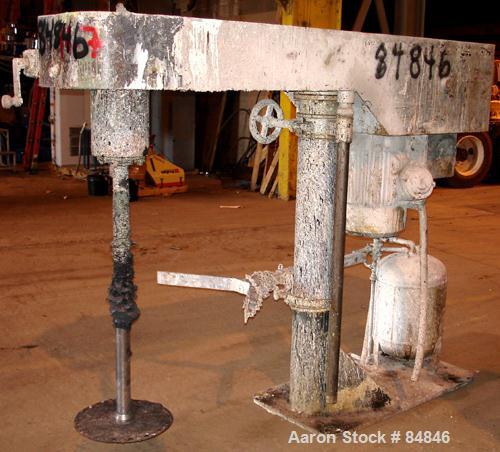Used Myers Heavy Duty Disperser, Model 800-25. 2" diameter stainless steel shaft with 16" diameter sawtooth blade. Will center in an approximate 56" diameter can. Manual variable speed, speed range a...