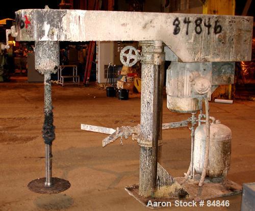 Used Myers Heavy Duty Disperser, Model 800-25. 2" diameter stainless steel shaft with 16" diameter sawtooth blade. Will center in an approximate 56" diameter can. Manual variable speed, speed range a...