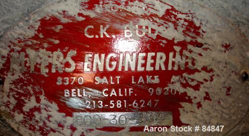 Used Myers Heavy Duty Disperser, Model 800-30. 2" diameter stainless steel shaft with 16" diameter sawtooth blade. Will center in an approximate 56" diameter can. Manual variable speed, speed range a...