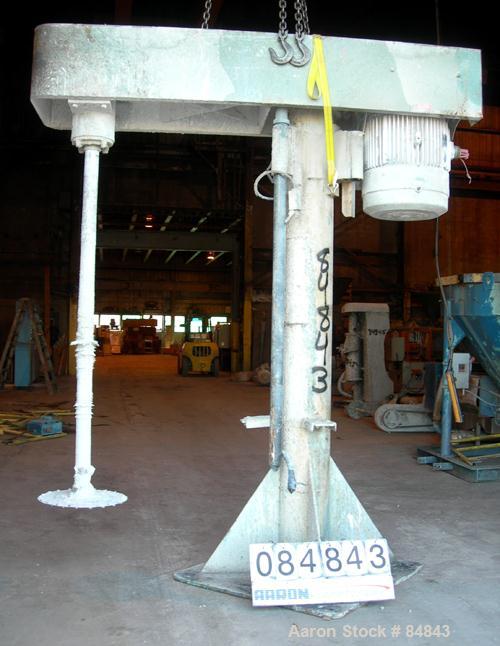 Used Myers Heavy Duty Disperser, Model 800E-100-50. 3-1/2" diameter x 86" long stainless steel shaft with 22" diameter sawtooth blade. Will center in an approximate 78" diameter can. Speed range appr...