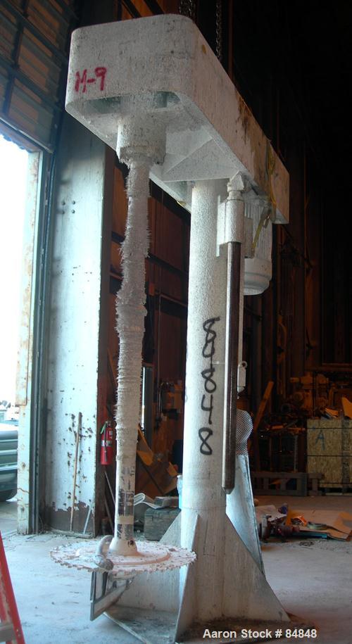 USED: Myers heavy duty disperser, model 800E-150-75. 4" diameter x 86" long stainless steel shaft with 32" diameter sawtooth blade. Will center in an approx 78" diameter can. Speed range approx 1500-...