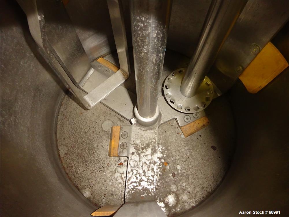 Used: Stainless Steel Myers triple shaft mixer, model L550-500A