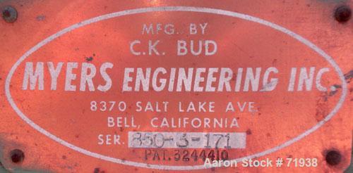 Used Stainless Steel Myers Dual Shaft High Speed Disperser, Model L850