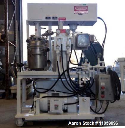 Used- Myers Triple Shaft Mixer/Disperser, Model HVL 550/500-7.5-1242. Approximately 4 gallon, 10.5" diameter x 12" deep. Jac...