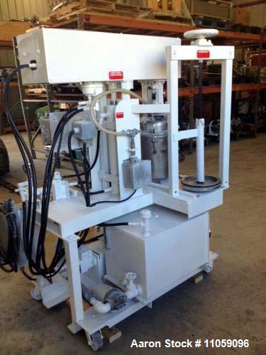 Used- Myers Triple Shaft Mixer/Disperser, Model HVL 550/500-7.5-1242. Approximately 4 gallon, 10.5" diameter x 12" deep. Jac...