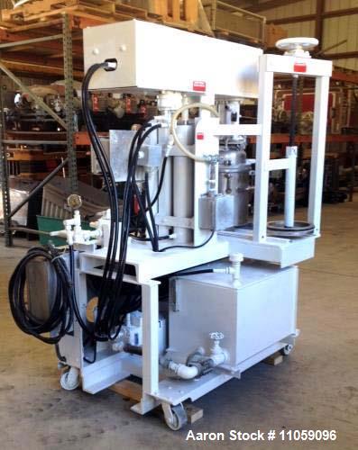 Used- Myers Triple Shaft Mixer/Disperser, Model HVL 550/500-7.5-1242. Approximately 4 gallon, 10.5" diameter x 12" deep. Jac...