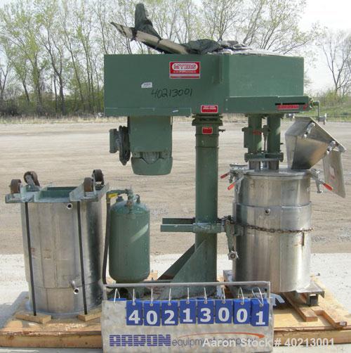 Used Myers dual shaft mixer, model V550A-5-7.5. (2) 2" diameter shafts, (1) 304 stainless steel, 6"  diameter saw tooth blade, driven by a 7.5 hp, 3/60/230/460 volt, 3515 rpm variable speed XP motor....
