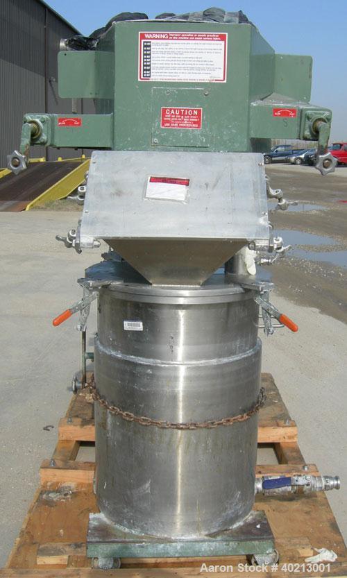 Used Myers dual shaft mixer, model V550A-5-7.5. (2) 2" diameter shafts, (1) 304 stainless steel, 6"  diameter saw tooth blade, driven by a 7.5 hp, 3/60/230/460 volt, 3515 rpm variable speed XP motor....