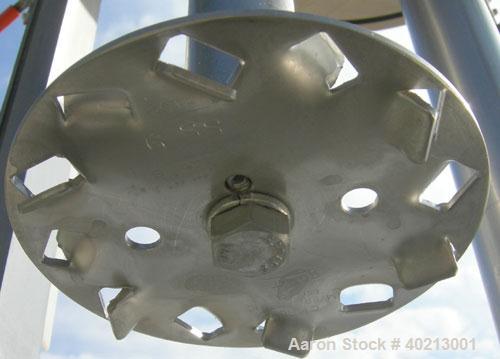 Used Myers dual shaft mixer, model V550A-5-7.5. (2) 2" diameter shafts, (1) 304 stainless steel, 6"  diameter saw tooth blade, driven by a 7.5 hp, 3/60/230/460 volt, 3515 rpm variable speed XP motor....