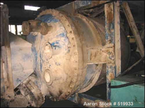 USED: 1300 gallon Pat-L tank mounted co-axial mixer, carbon steel construction. 6' diameter x 5'6" straight side, removable dish top, semi-elliptical bottom, rated 118 psi and full vacuum internal at...