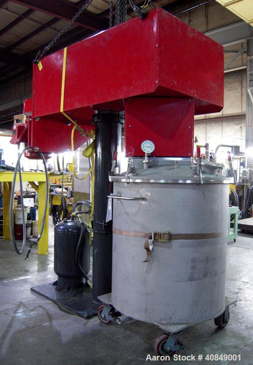 Used Premier Mill Corp Prem-A-Mix ESD Dual Shaft Disperser, Model ESD/V-40/25, 304 stainless steel. 138 to 275 gallon batch size. Jacketed mixing can 45" diameter x 50" straight side, tested internal...