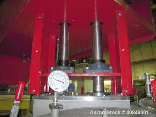 Used Premier Mill Corp Prem-A-Mix ESD Dual Shaft Disperser, Model ESD/V-40/25, 304 stainless steel. 138 to 275 gallon batch size. Jacketed mixing can 45" diameter x 50" straight side, tested internal...
