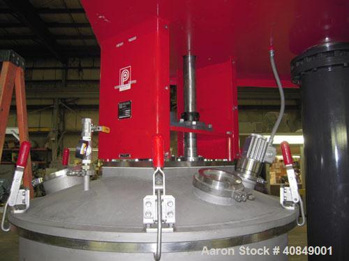 Used Premier Mill Corp Prem-A-Mix ESD Dual Shaft Disperser, Model ESD/V-40/25, 304 stainless steel. 138 to 275 gallon batch size. Jacketed mixing can 45" diameter x 50" straight side, tested internal...