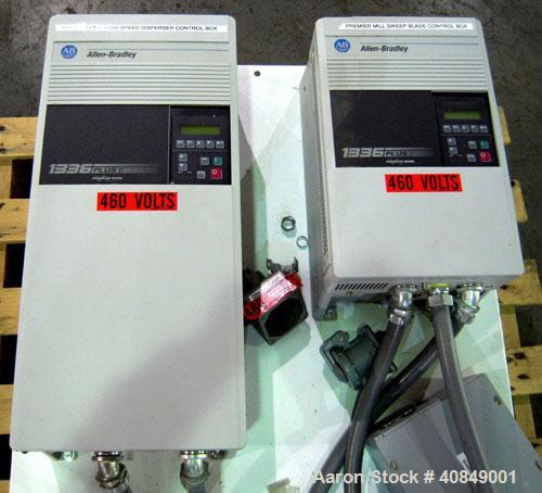 Used Premier Mill Corp Prem-A-Mix ESD Dual Shaft Disperser, Model ESD/V-40/25, 304 stainless steel. 138 to 275 gallon batch size. Jacketed mixing can 45" diameter x 50" straight side, tested internal...