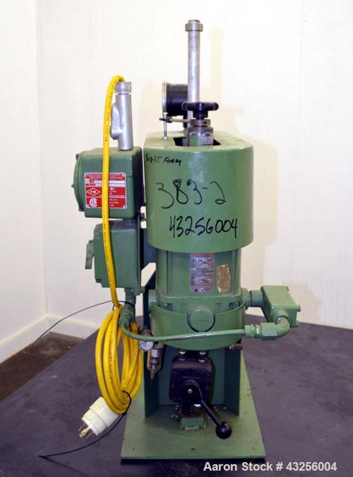 Used Premier Mill Laboratory Dispersator. Capacity up to 5 gallon batches. Approximate ¾” diameter x 10” long 316 stainless steel shaft, no mixing blade. Driven by a 1-1/2hp, 3/60/230/460 volt, 3450 ...