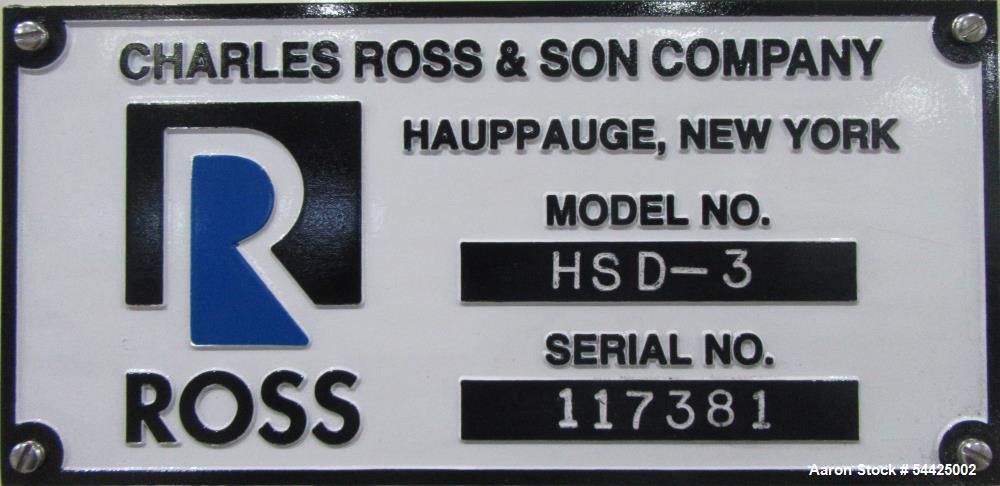 Used Charles Ross HSD-3 High Speed Disperser 3 Gallon Lab Mixer