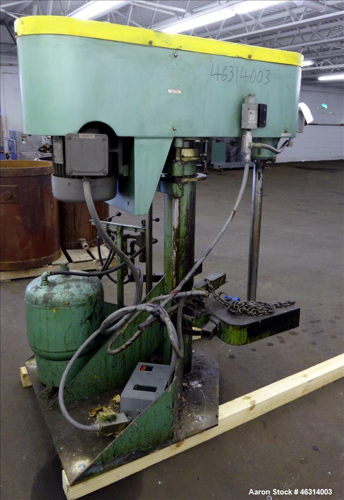 Used Schold Single Shaft Variable Low Speed Disperser, Model 10 VLS. Approximately 2-1/2" diameter x 39" long carbon steel shaft with a 3 bowtie blade. Driven by a 10 hp, 3/60/230/460 volt, 1735 rpm ...
