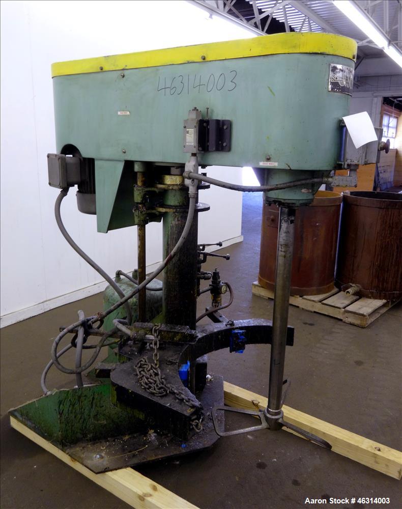 Used Schold Single Shaft Variable Low Speed Disperser, Model 10 VLS. Approximately 2-1/2" diameter x 39" long carbon steel shaft with a 3 bowtie blade. Driven by a 10 hp, 3/60/230/460 volt, 1735 rpm ...