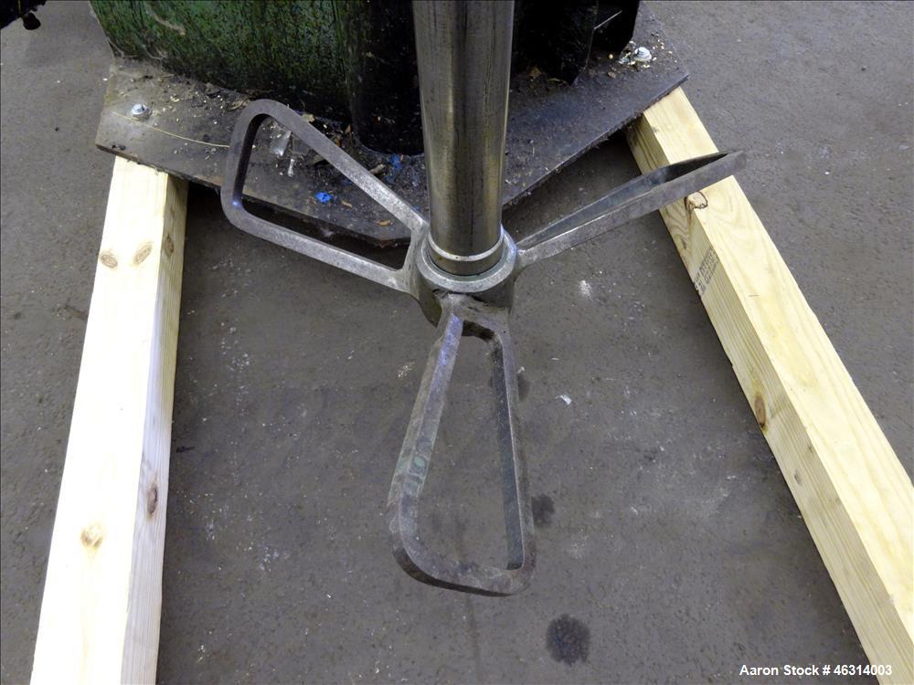 Used Schold Single Shaft Variable Low Speed Disperser, Model 10 VLS. Approximately 2-1/2" diameter x 39" long carbon steel shaft with a 3 bowtie blade. Driven by a 10 hp, 3/60/230/460 volt, 1735 rpm ...