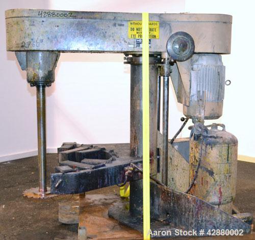 Used Schold Variable High Speed Disperser, Model 30 VHS. Approximately 3’’ diameter tapered carbon steel shaft with a 14" diameter carbon steel saw tooth blade. Will center in an approximate 60" diam...