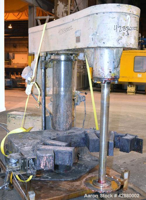 Used Schold Variable High Speed Disperser, Model 30 VHS. Approximately 3’’ diameter tapered carbon steel shaft with a 14" diameter carbon steel saw tooth blade. Will center in an approximate 60" diam...